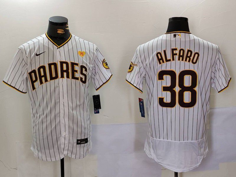 Men San Diego Padres #38 Alfaro White stripe Elite 2024 Nike MLB Jersey style 9021->san diego padres->MLB Jersey